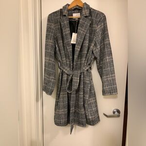 A New Day Black and White Plaid Coat XL